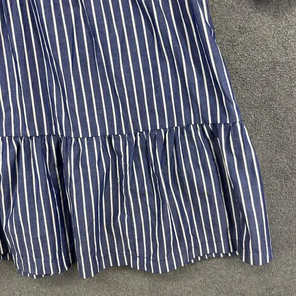GAP Shirt Dress Womens Large Blue Striped Button Front Tiered Cotton Pockets - Picture 8 of 16